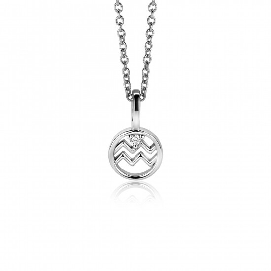 9mm ZINZI zilveren Waterman sterrenbeeldhanger bezet met witte zirconia ZIH-WAT (zonder collier)