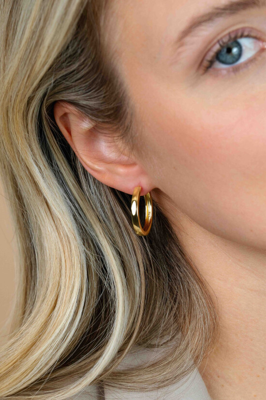 24mm ZINZI Gold Plated Sterling Silver Hoop Earrings width 3mm ZIO192G