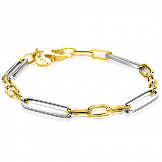 ZINZI zilveren bicolor schakelarmband met ovale schakels 7mm breed ZIA2752