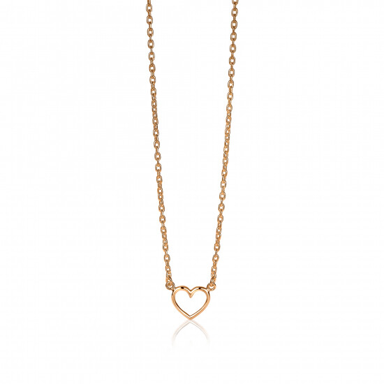 ZINZI zilveren ketting rosé verguld open hartje 40-43cm ZIC1420R