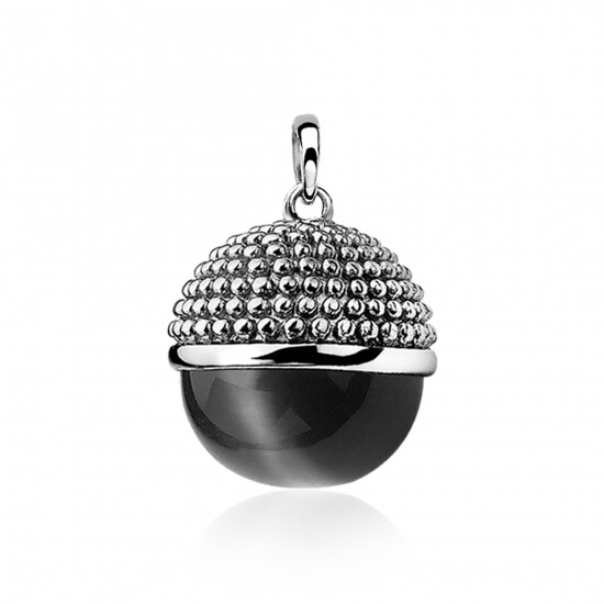 Zinzi zilveren bol hanger zwart ZIH792Z