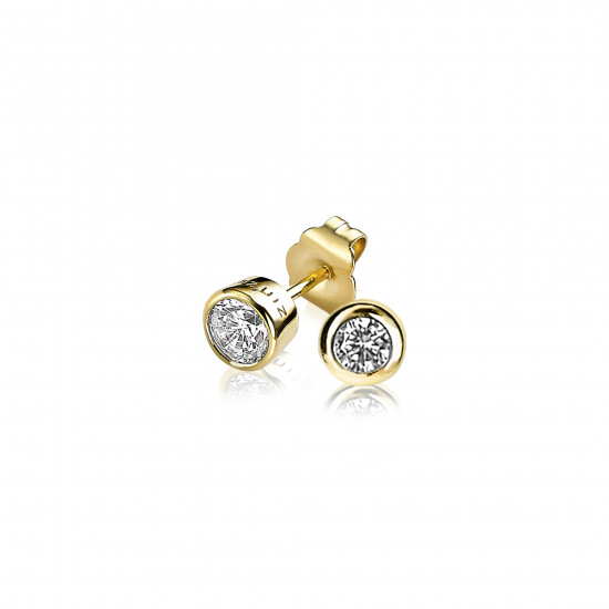 ZINZI Gold Plated Sterling Silver Stud Earrings Round White ZIO322Y