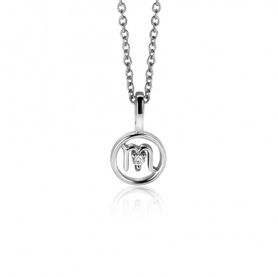 9mm ZINZI zilveren Schorpioen sterrenbeeldhanger bezet met witte zirconia ZIH-SCH (zonder collier)