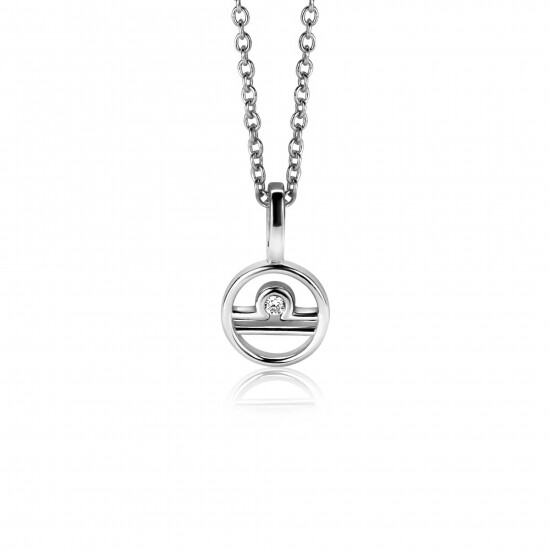 9mm ZINZI zilveren Weegschaal sterrenbeeldhanger bezet met witte zirconia ZIH-WEE (zonder collier)