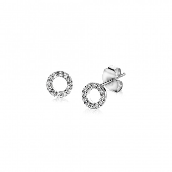 ZINZI Sterling Silver Earrings Open Circle White ZIO1063