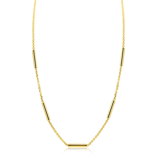 ZINZI zlv. collier gg.verg. anker met 5x staafje
