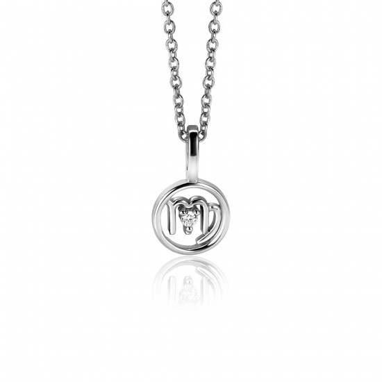 9mm ZINZI zilveren Maagd sterrenbeeldhanger bezet met witte zirconia ZIH-MAA (zonder collier)