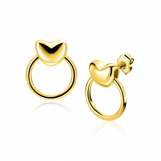 ZINZI zlv. oorstekers gg.verg. hart met open ring