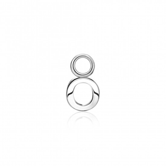 ZINZI Sterling Silver Letter Earrings Pendant O price per piece ZICH2144O (excl. hoop earrings)