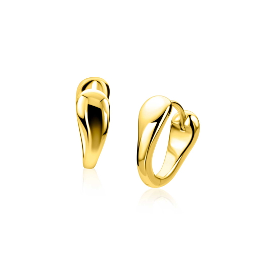 16mm ZINZI gold plated zilveren oorringen met een glad organisch gevormd design, luxe klapsluiting ZIO2840G