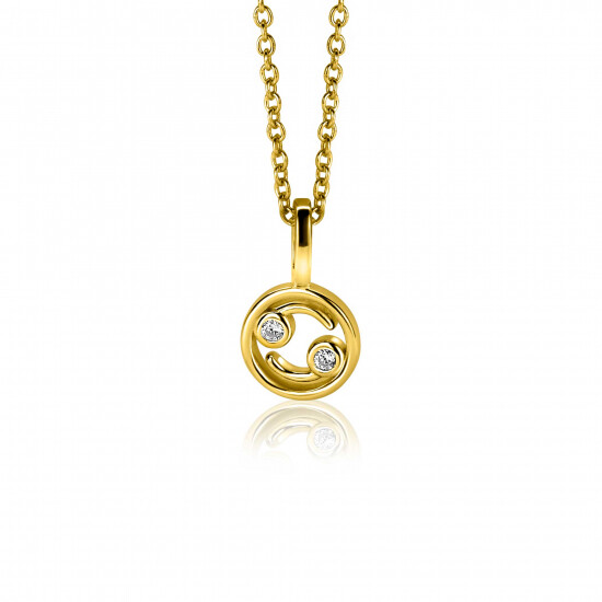 9mm ZINZI gold plated zilveren Kreeft sterrenbeeldhanger bezet met witte zirconia ZIHY-KRE (zonder collier)