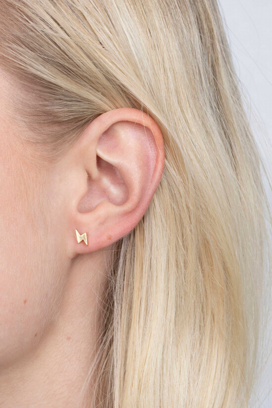 8mm ZINZI Gold Plated Sterling Silver Stud Earrings Bolt of Lightning ZIO1681G