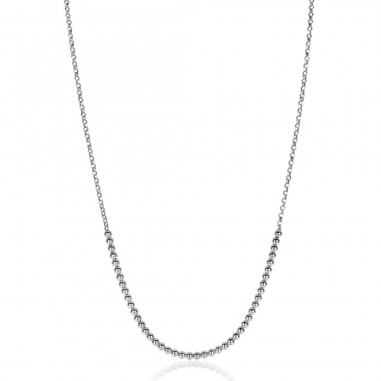 ZINZI zilveren jasseron ketting met bolletjes schakels (2,5mm breed) in het midden 40-45cm ZIC2640