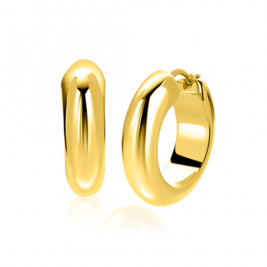 28mm ZINZI gold plated zilveren oorringen met brede buis (8mm) en rond model, handige bovensluiting ZIO2749G