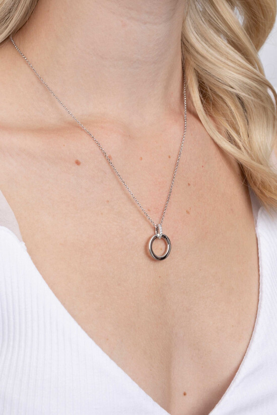 17mm ZINZI Sterling Silver Round Pendant White ZIH2060