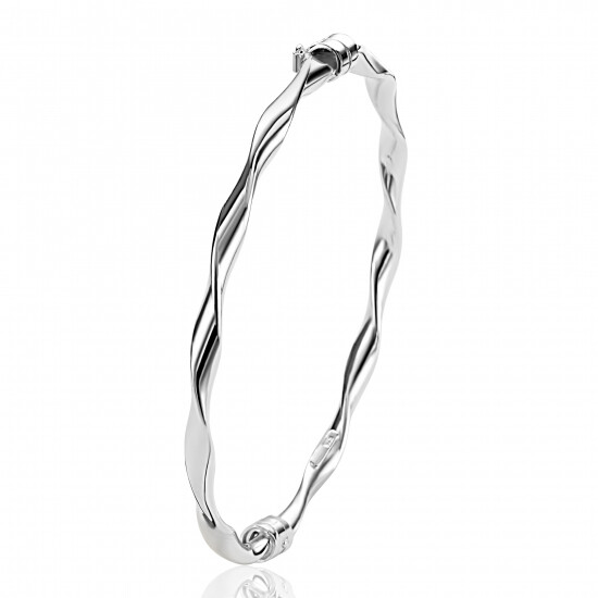 ZINZI zlv. bangle armband gedraaid 4mm