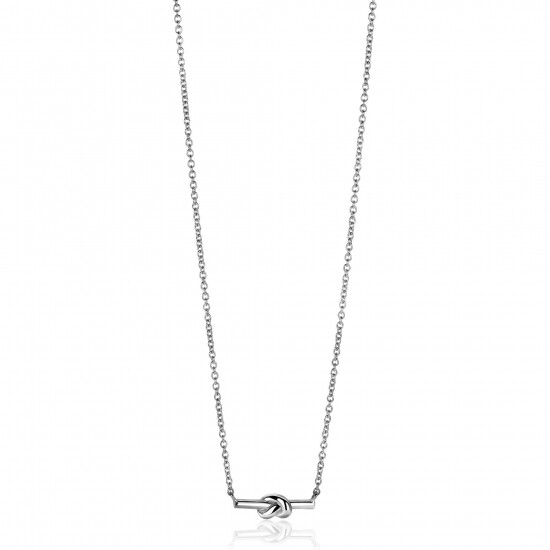 ZINZI zilveren schakel ketting met staafje en trendy knoop 45-48cm ZIC2613