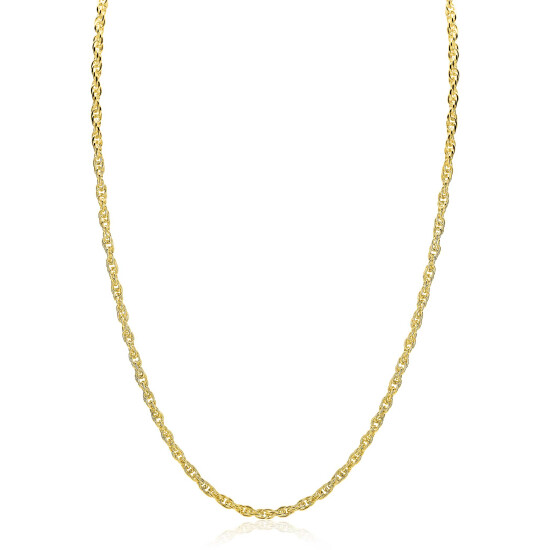 ZINZI gold plated zilveren massieve koord ketting (2,6mm breed) 42-45cm ZIC2844G