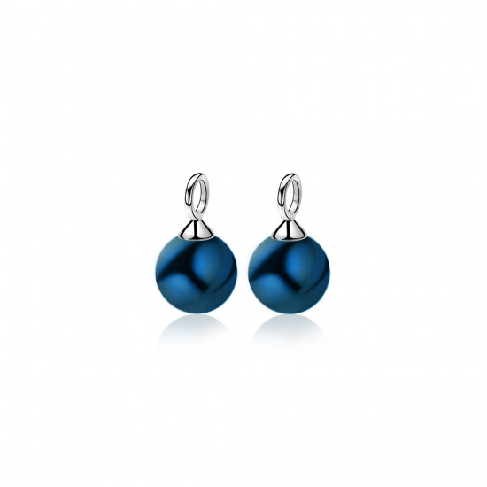 ZINZI zilveren oorbedels parel jeansblauw ZICH266B (zonder oorringen)