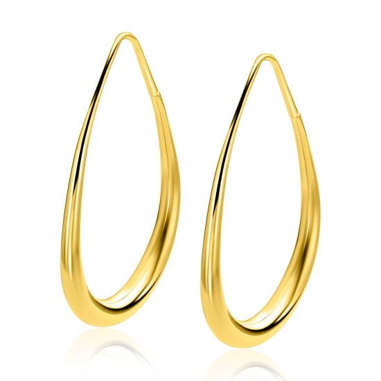 39mm ZINZI gold plated zilveren druppelvormige extra grote oorringen gladde buis 3,5mm ZIO-BF149G
