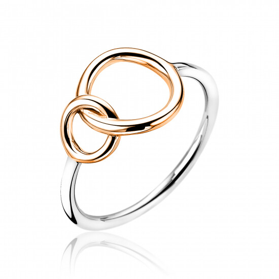 ZINZI silberner Ring rosé vergoldet 2 runde Formen ineinander   ZIR1278R