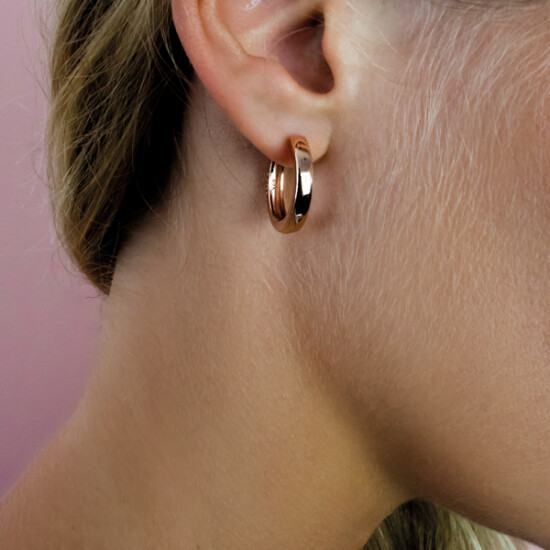 17mm ZINZI Rose Gold Plated Sterling Silver Hoop Earrings 17x3mm ZIO186R