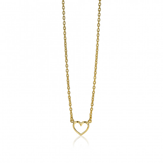 ZINZI zilveren ketting geel verguld open hartje 40-43cm ZIC1420G