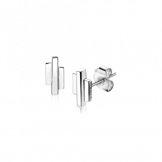 9mm ZINZI Sterling Silver Stud Earrings 3 Small Bars ZIO1586