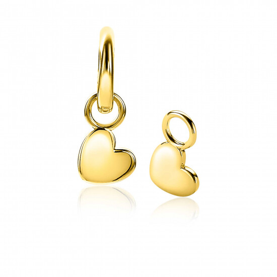ZINZI zilveren oorbedels 14K geel verguld hartvorm 8mm ZICH1826G (zonder oorringen)