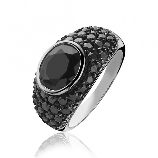 ZINZI silberner Ring schwarz ZIR1045Z