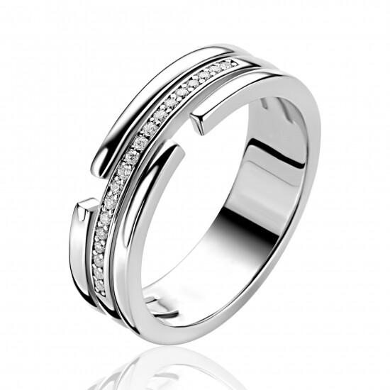 ZINZI zilveren multi-look ring (6mm breed) 3 banen met witte zirkonia’s ZIR2730