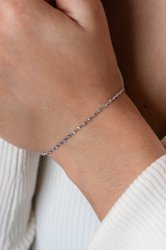 ZINZI silver singapore bracelet with sparkling twisted links 1.9mm wide 17-20cm ZIA2585.
