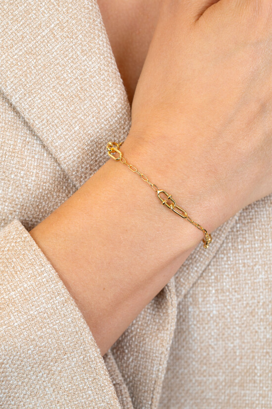 ZINZI zlv. armband met versch.paperclip schakels