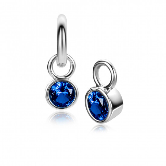 SEPTEMBER oorbedels zilver met geboortesteen blauw saffier zirconia (excl. oorringen)
