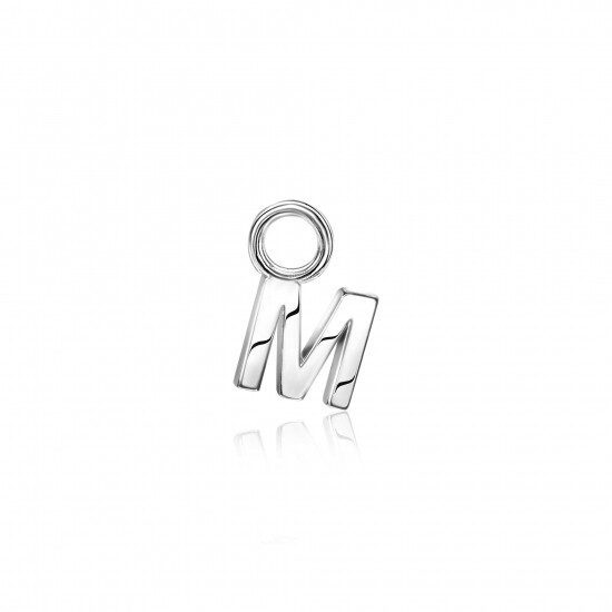 ZINZI Sterling Silver Letter Earrings Pendant M price per piece ZICH2144M (excl. hoop earrings)