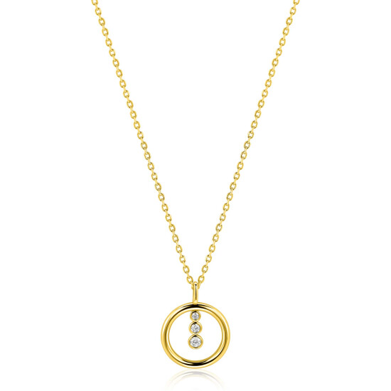 ZINZI zlv. collier gg.verg.hanger open rond en 3 zirc.