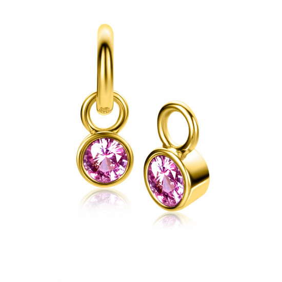 OKTOBER oorbedels met geboortesteen roze rozenkwarts zirconia (excl. oorringen)
