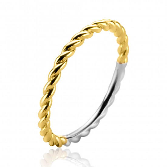 ZINZI zilveren ring extra 14K geel verguld gedraaid design 2mm ZIR2247