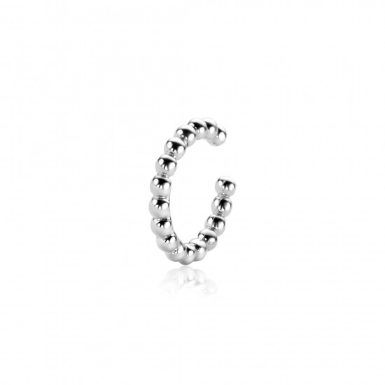 14mm ZINZI zilveren ear cuff bolletjes per stuk geprijsd ZIO-CUFF2