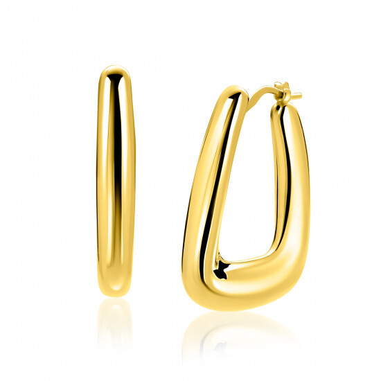 33mm ZINZI gold plated zilveren oorringen met brede buis en rechthoekig model, handige bovensluiting ZIO2748G