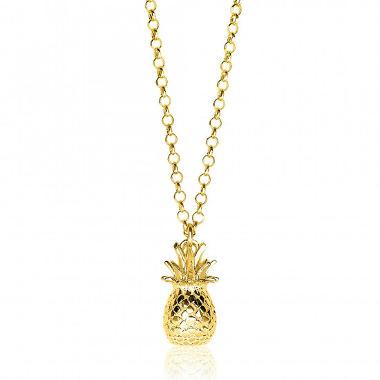 ZINZI zilveren ketting geel verguld ananas 42-45cm ZIC1699G