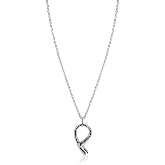 ZINZI zilveren ketting 45cm met grote sierlijke hanger 40mm ZIC2786