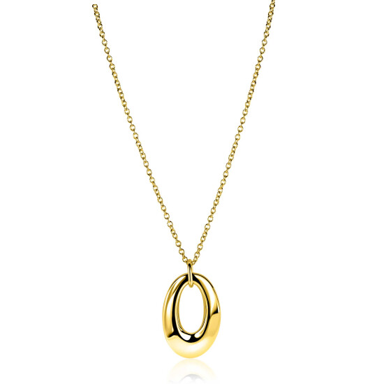ZINZI zlv. collier gg.verg. met open ovale hanger