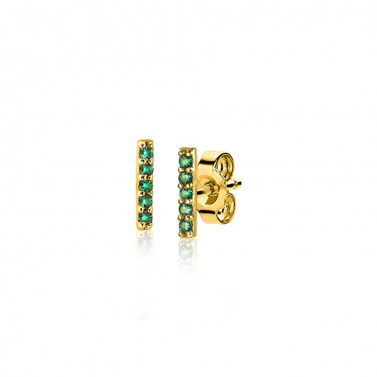 8mm ZINZI Gold Plated Sterling Silver Stud Earrings Bar Green ZIO1689GG