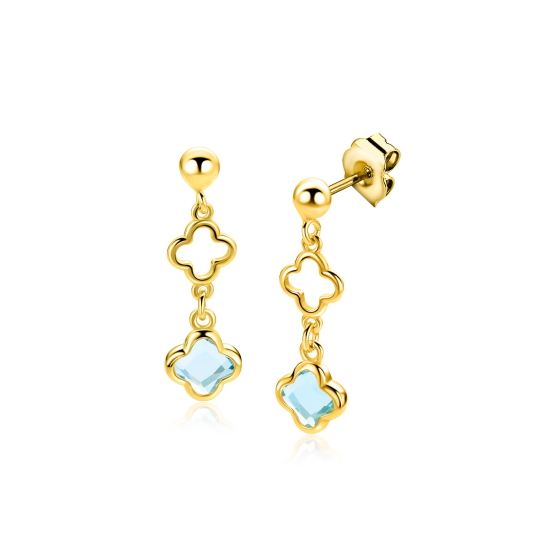 ZINZI zlv. oorstekers gg.verg. hangend klavers blauw