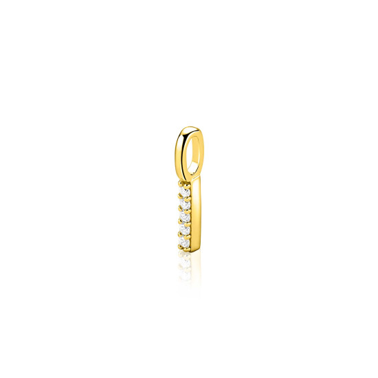 ZINZI gold plated zilveren letter hanger I bezet met witte zirkonia's ZIH2828-I (zonder ketting)