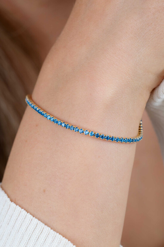 ZINZI zlv. tennisarmband gg.verg. blauwe zc 2.1mm