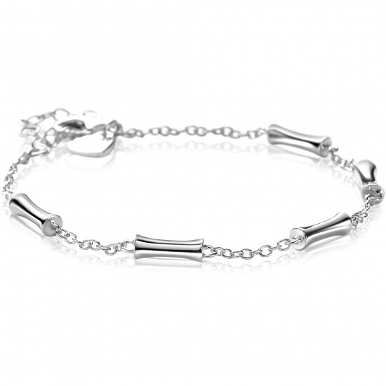 ZINZI silver link bracelet with five smooth bamboo shapes 17-20cm ZIA2577