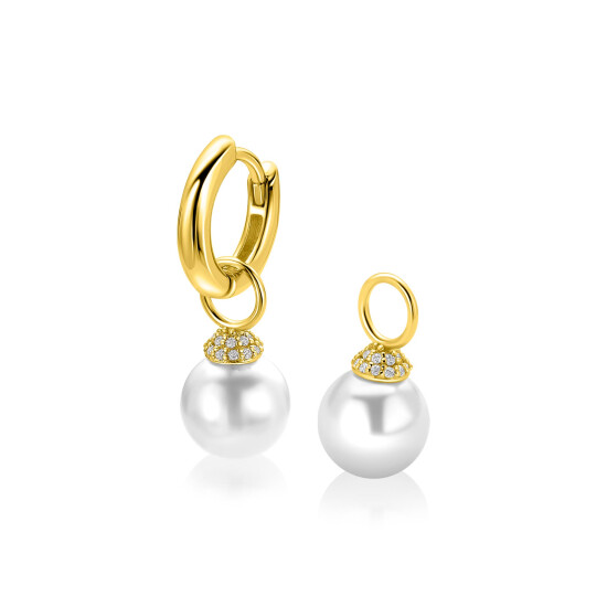 ZINZI zlv. oorbedels gg.verg.kapje zirc. parel 8mm