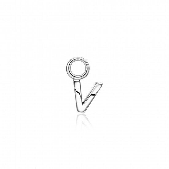 ZINZI Sterling Silver Letter Earrings Pendant V price per piece ZICH2144V (excl. hoop earrings)